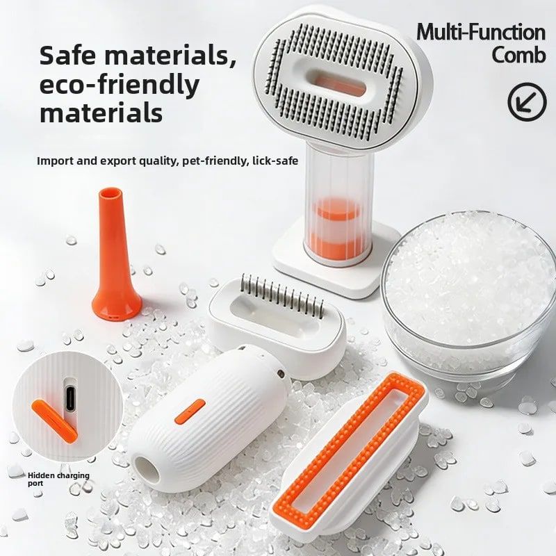 4-in-1 Pet Hair Vacuum Comb, Rechargeable De-shedding Tool with Interchangeable Heads, Duck-Shape Design for Cats & Dogs — Traps Loose Fur, Cleans — image 6