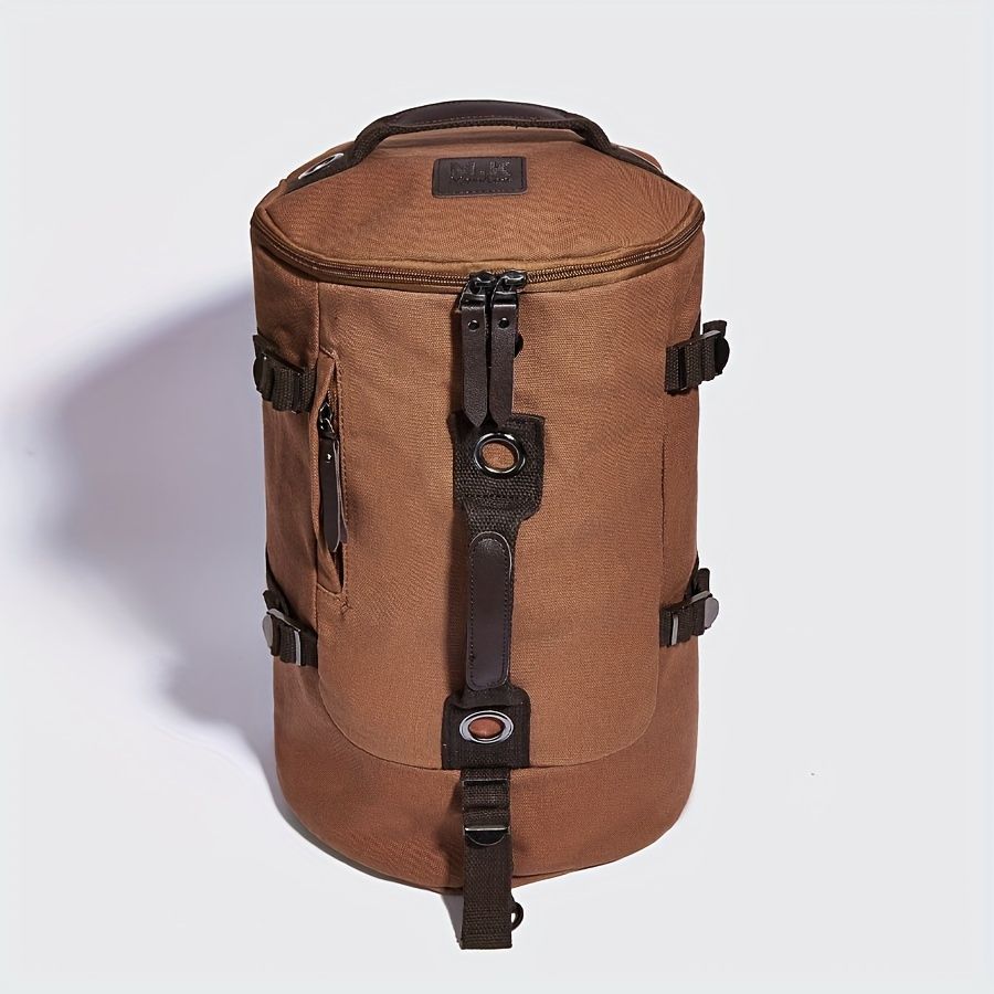 Retro Canvas Backpack Duffle Backpack Hybrid Vintage Travel Bag Canvas Laptop - Brown - Size M — image 2