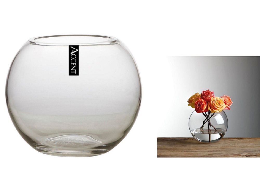 Glass Rose Fish Bowl 10x9cm