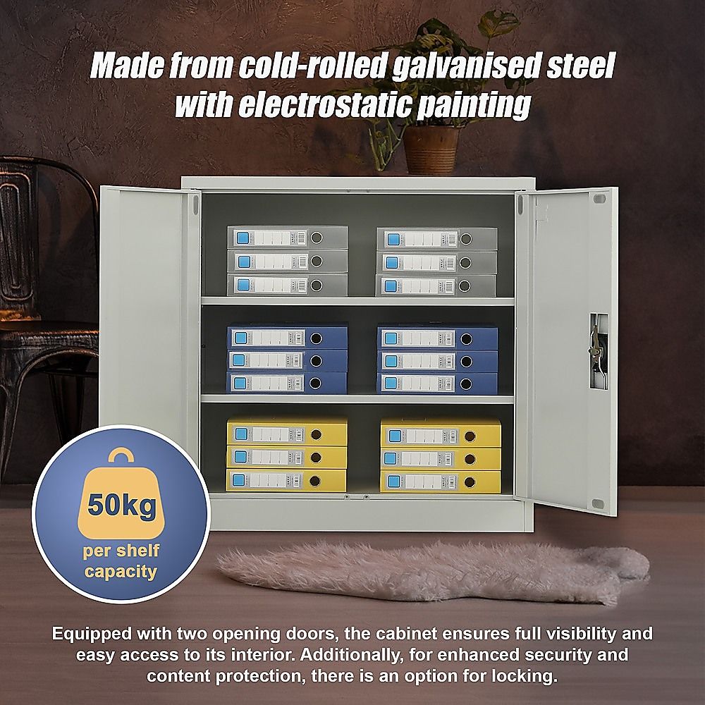 Two-Door Metal Locker – Grey without Legs — image 3
