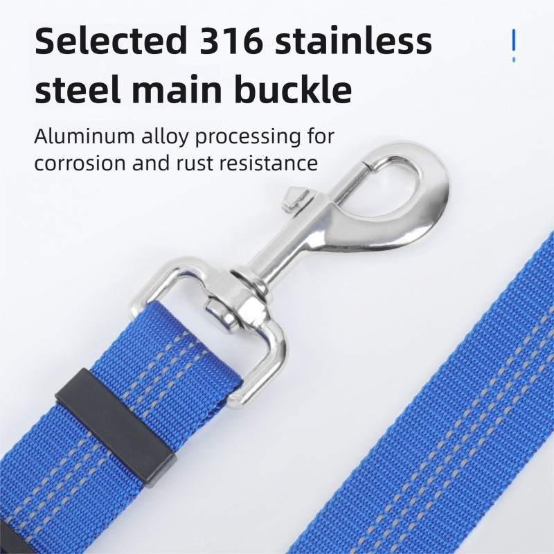 2PC Blue Adjustable Dog Car Safety Seat Belt Leash - Anti-Shock Bungee Headrest Restraint with Reflective Stitching & 316 Stainless Steel Clip โ image 3