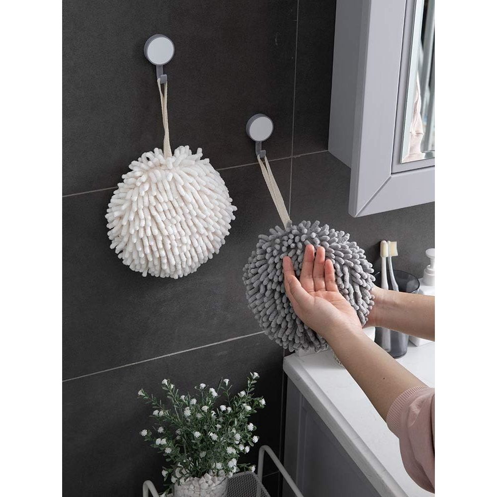 Ball Towel (Set of 2) White and Gray - Dry Your Hand Instantly conveniently with This Creative Bath Towel Set Decorative Towels for Bathroom — image 2