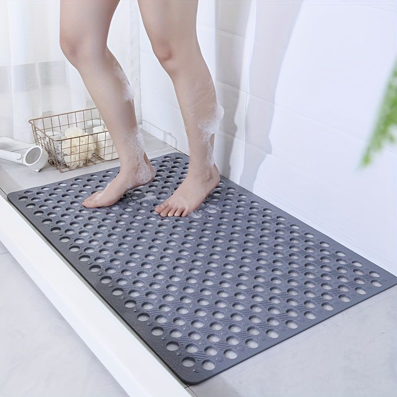 Non-Slip Shower Mat 1-Pack | Quick-Drainage, Dual-Sided Anti-Slip Design & Suction Cup Base - Geometric Pattern, Machine Washable, Hotel Res — image 2