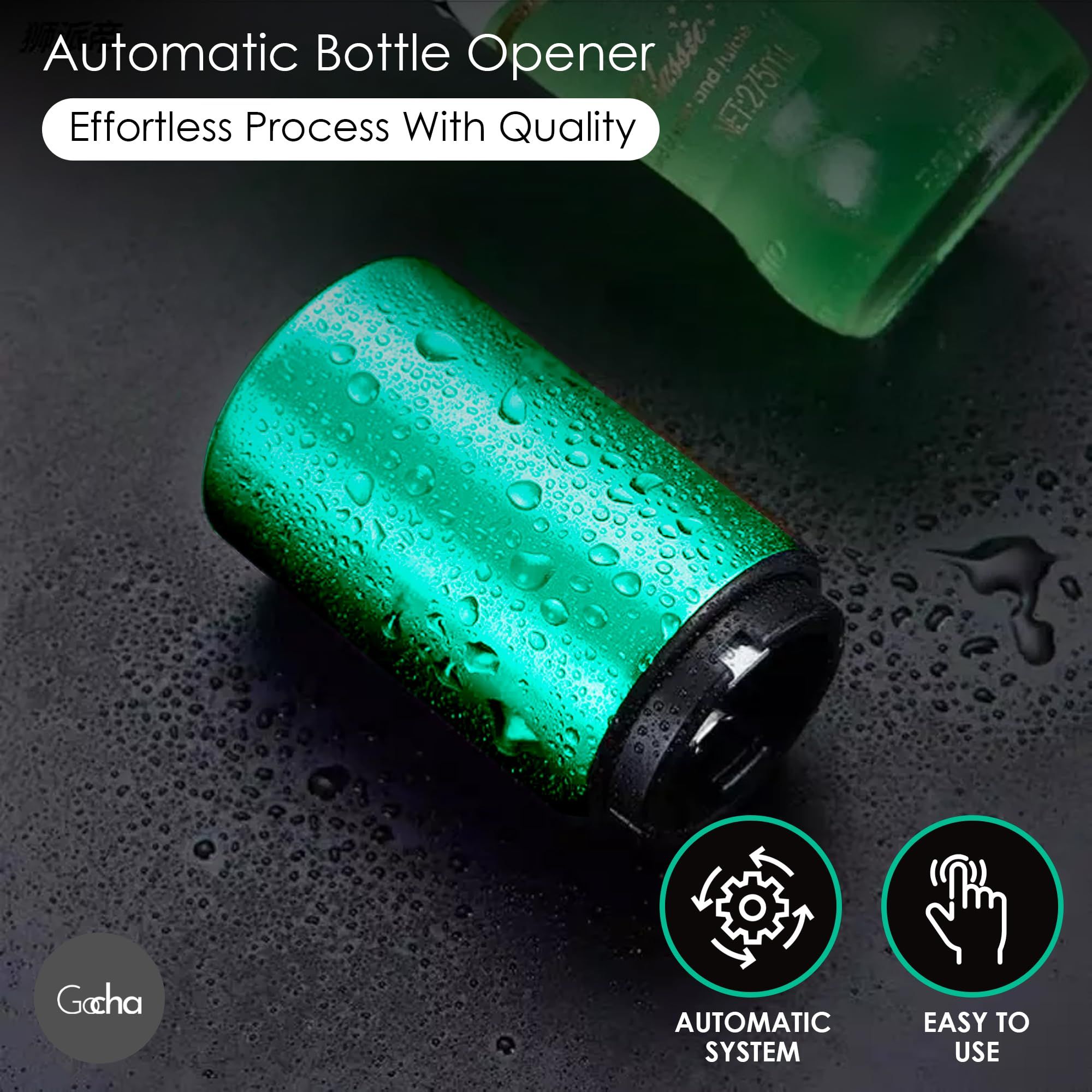 Magnetic Bottle Opener|Bottle Cap Opener|Automatic Magnetic Beer Opener|Stainless Steel Magneitc Bottle Cap Catcher (Green) — image 3