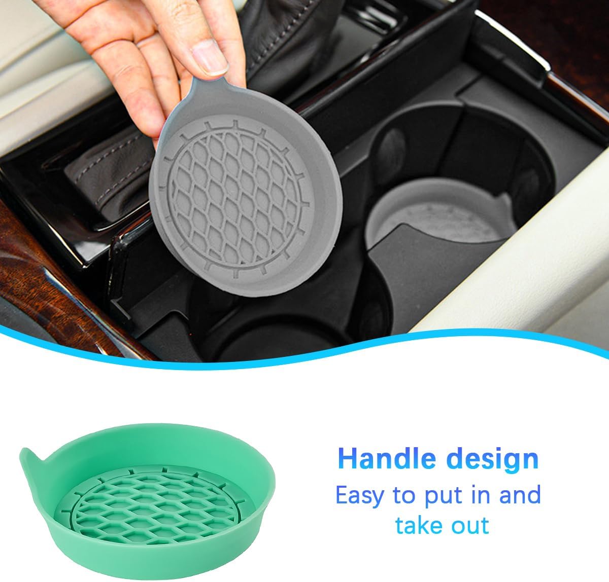 Car Silicone Anti-Slip Mats - Interior Accessories - Green - Pack of 4 โ image 4