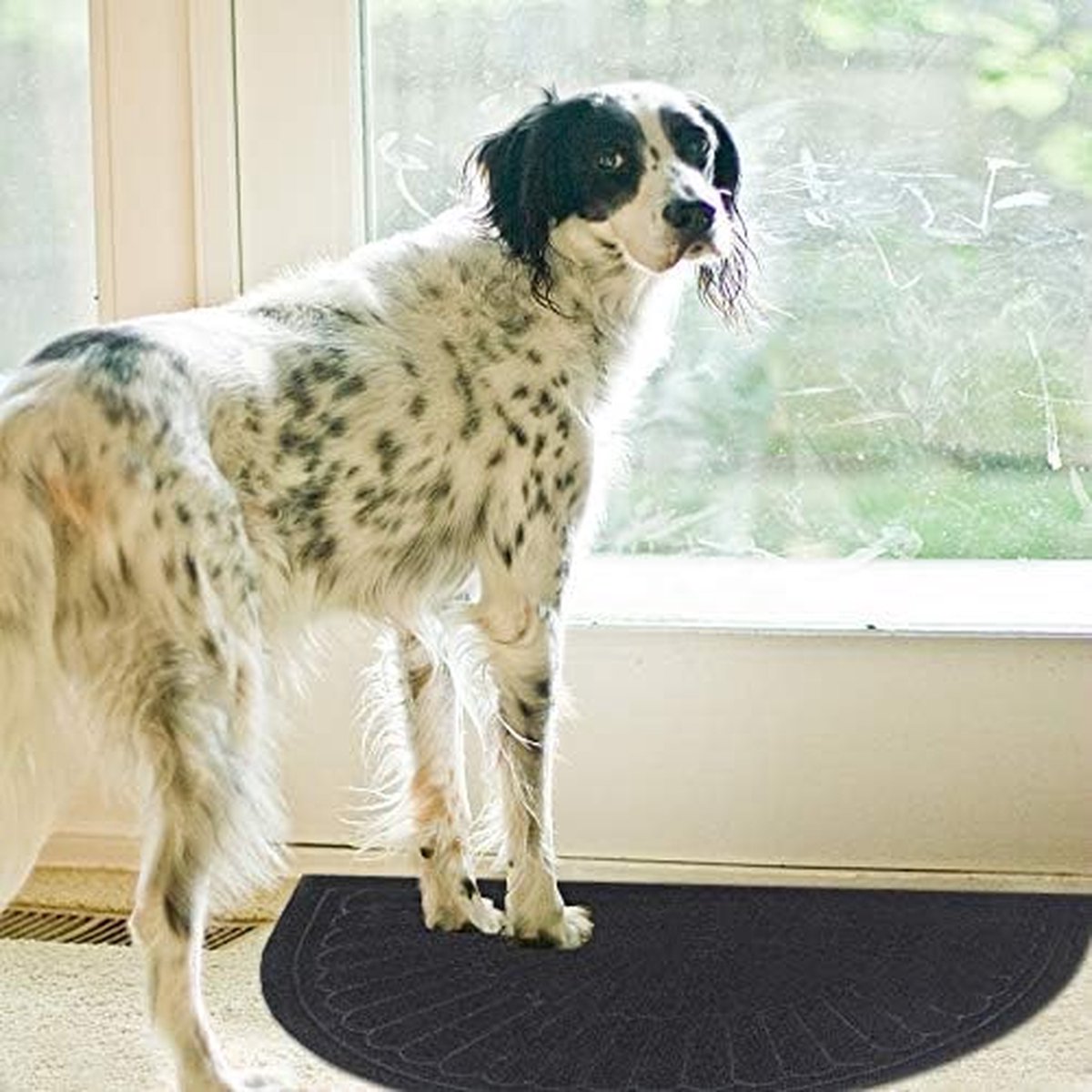 Rubber doormat - Semi-circular - Outdoor Anti-slip Washable Doormat - Rain - Outdoor - Indoor doormat - Dark gray - Drying mat - 60 * 90 cm — image 6