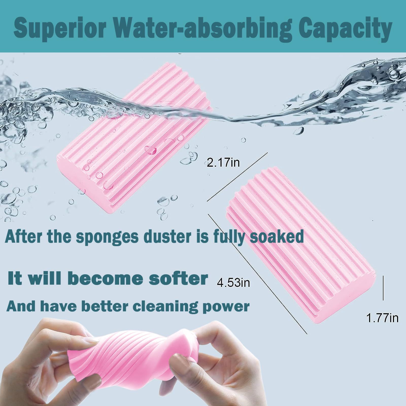 4pc Damp Duster Sponge Magical Eraser Sponge Damp Clean Duster Sponge with Ridges Household Cleaning Sponge — image 2