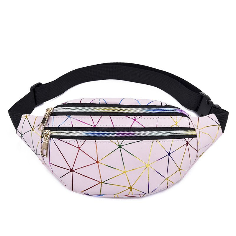 Women's crossbody bag, men's diamond checkered pattern waist belt bag, holographic sling bag, waterproof waist bag