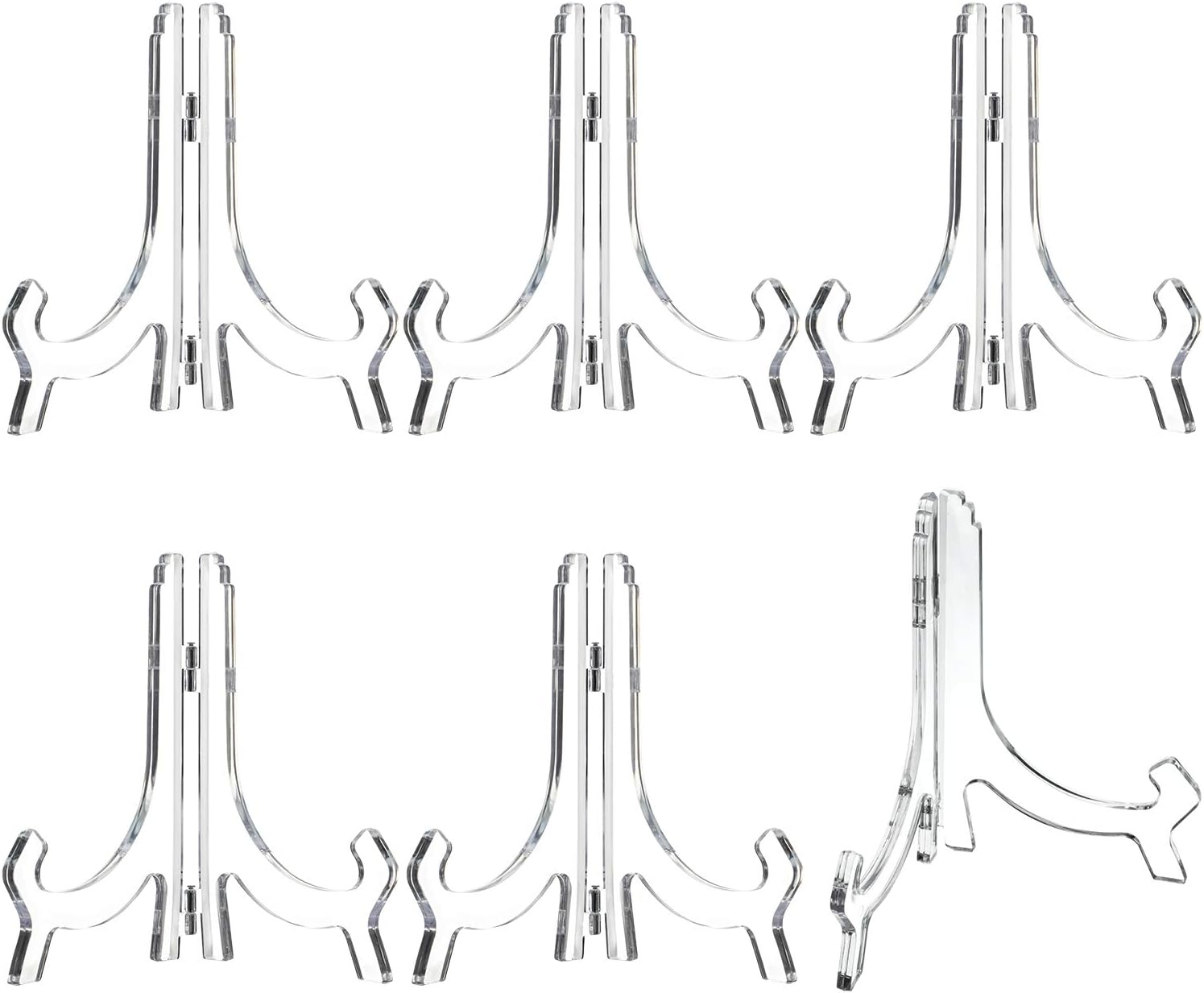 6 Pack Clear Acrylic Display Easels Stand - Perfect for Books Photo Frames Signs - Versatile Desktop Countertop Display Shelf