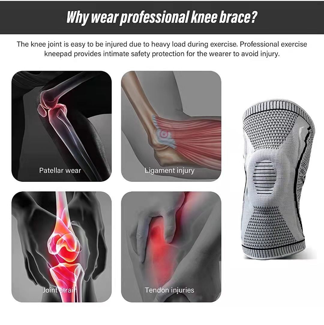 Anti-Collision Silicone Non-Slip Sports Knee Guard, Flexible Nylon Leg Support For Workout & Outdoor Sports, Grey, Size XL, Sold As A Pair, Durable ā image 6