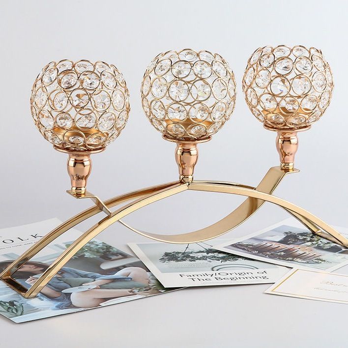Gold Candle Holders for Table Centerpiece, 3 Arms Metal Candlestick Holders for Home Decor, Wedding, Dinning, Party — image 4