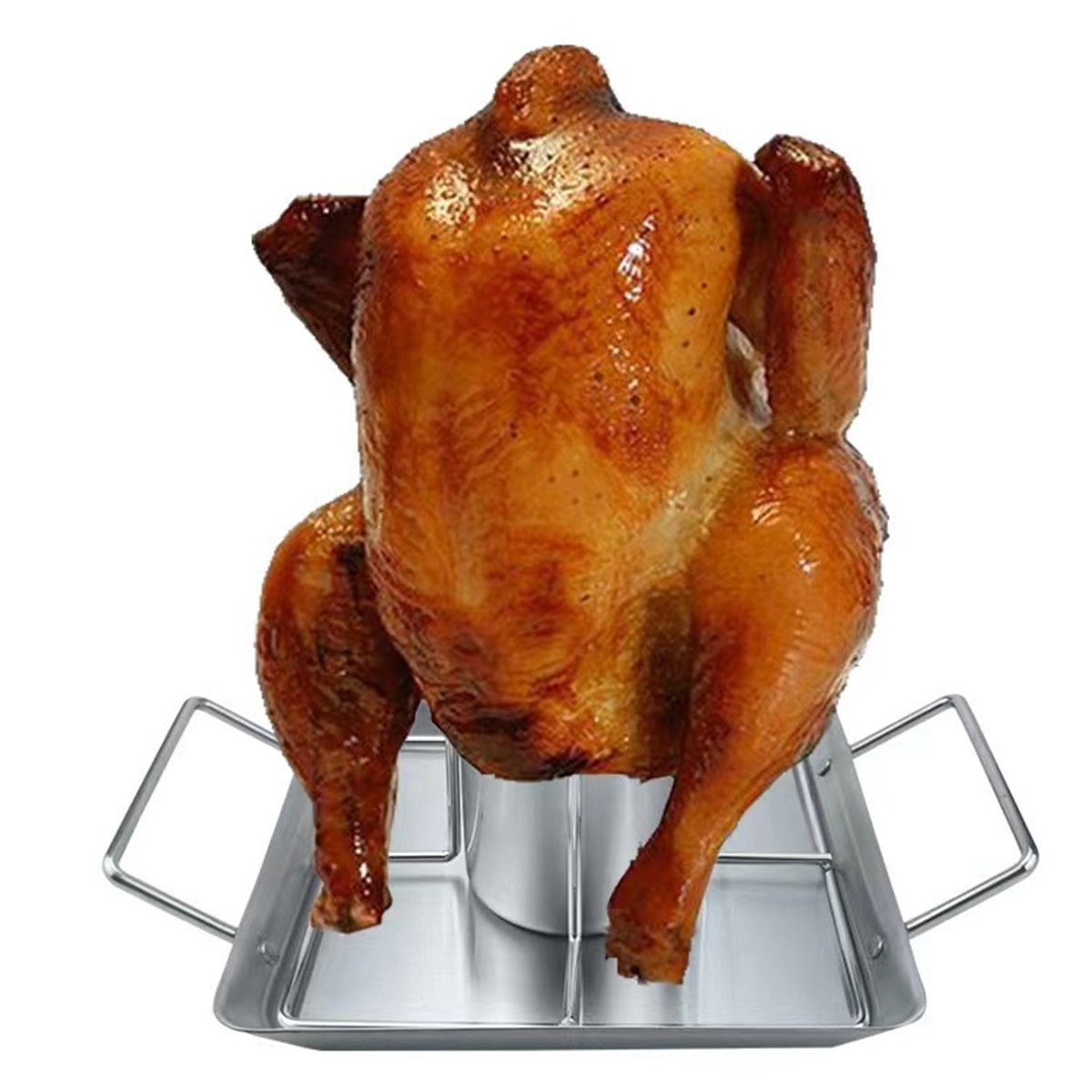 Vertical Beer Can Chicken Roaster Rack - Stainless Steel - Includes Rack, Canister, Drip Pan For Juicy and Flavorful Chicken on Grill and Oven - Dishwasher — image 4