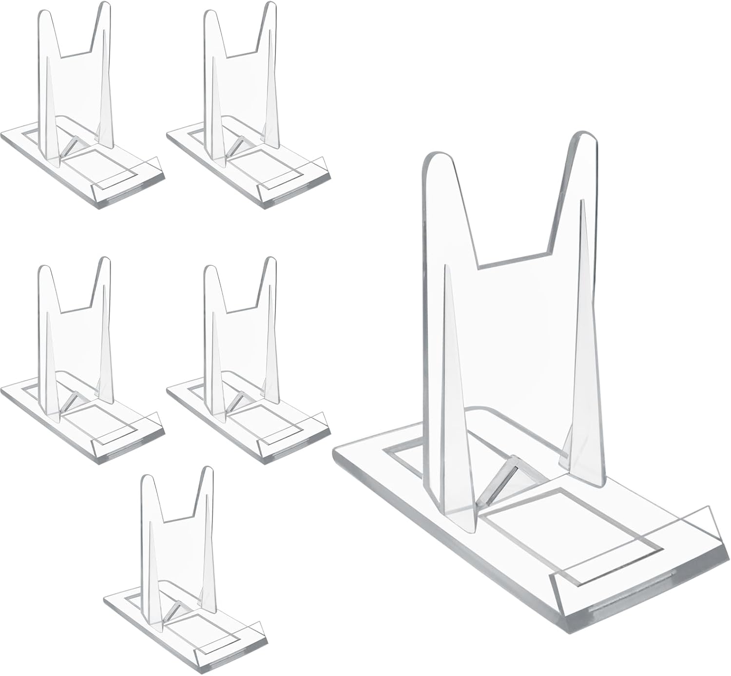 Biaungdo 6 Pcs Acrylic Book Display Stand, Adjustable Clear Display Holder Easel Collector Stand, Compact Desktop Stand for Photos, Postcard, Magazine — image 6
