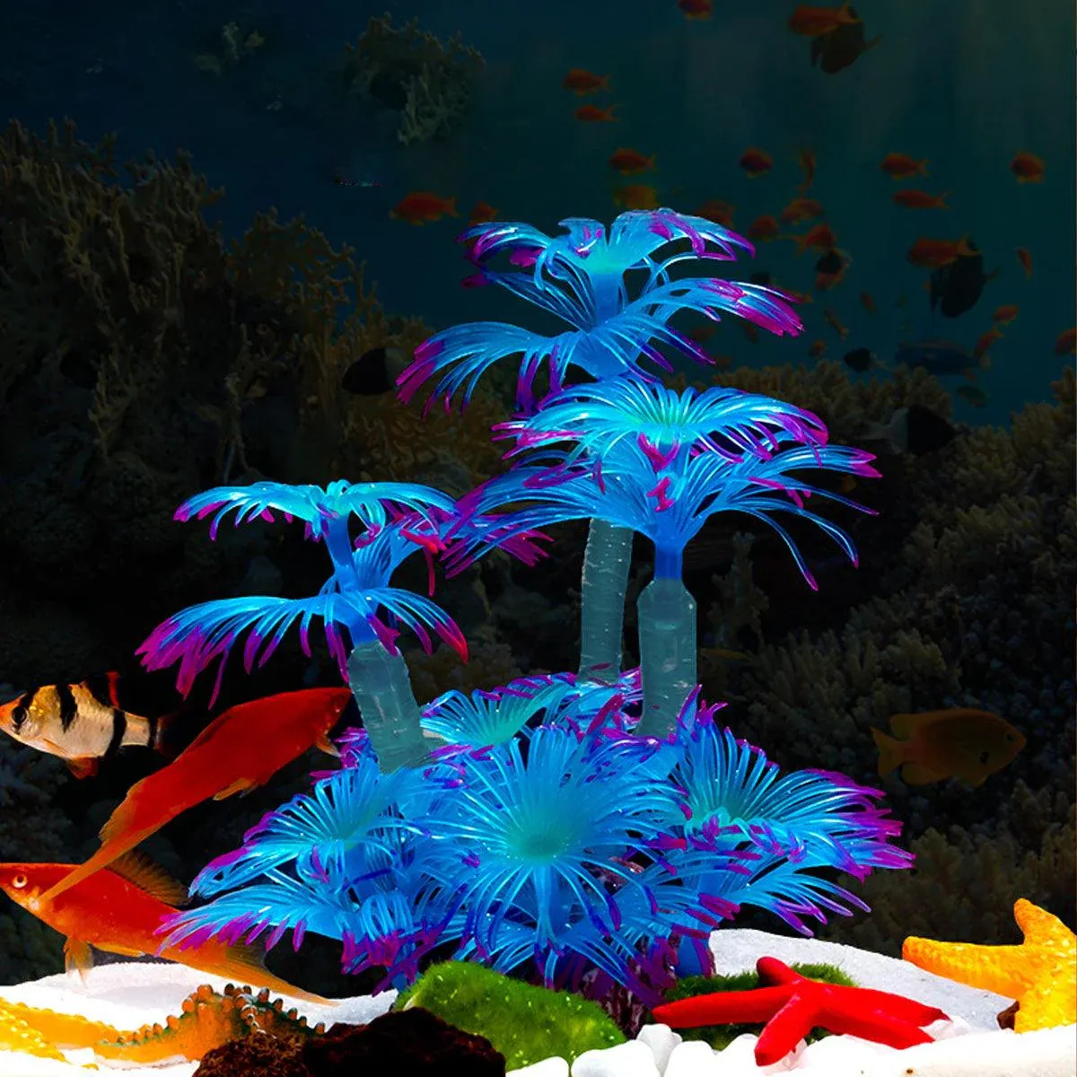 Soft Silicone Coral Aquarium Decoration Odor-Free Fish Tank Scenery Simulation - White Pink — image 6
