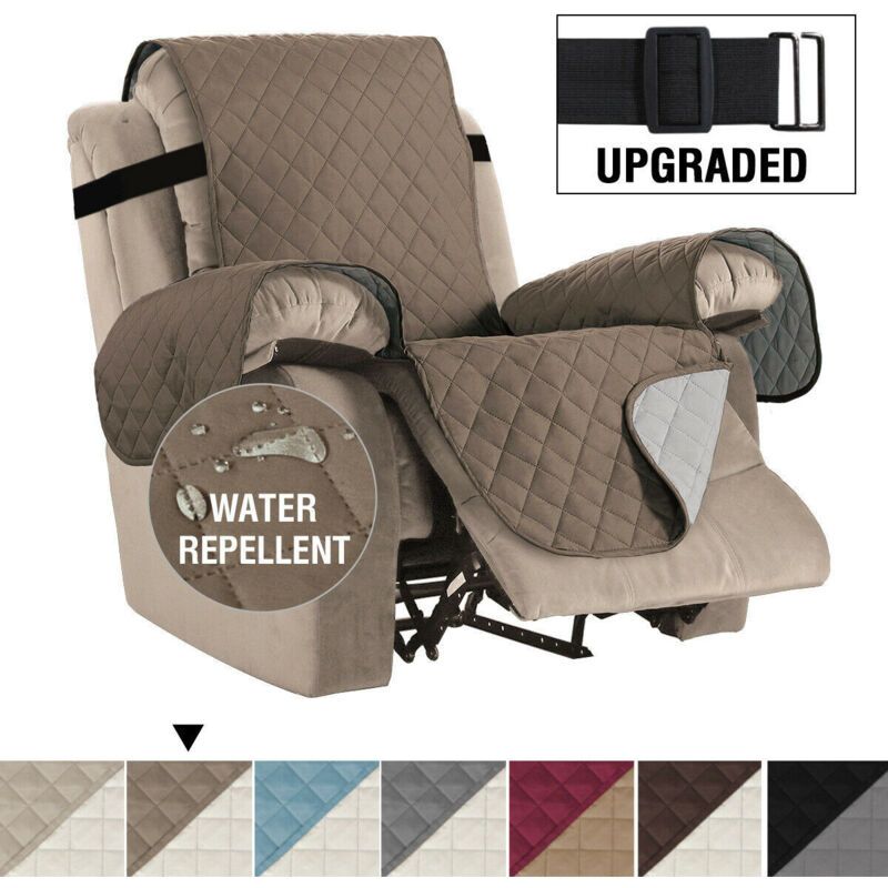 Recliner Chair Cover Waterproof Padded Non Slip Taupe
