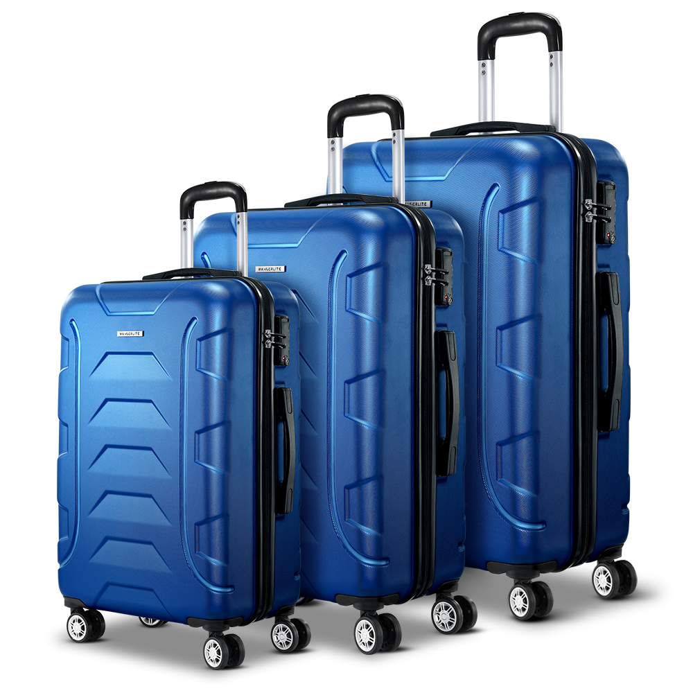 Wanderlite 3Set 20-24-28 Inch Luggage with TSA Lock Spinner Carry On Hard Shell Travel Suitcase Luggage Case Blue — image 3