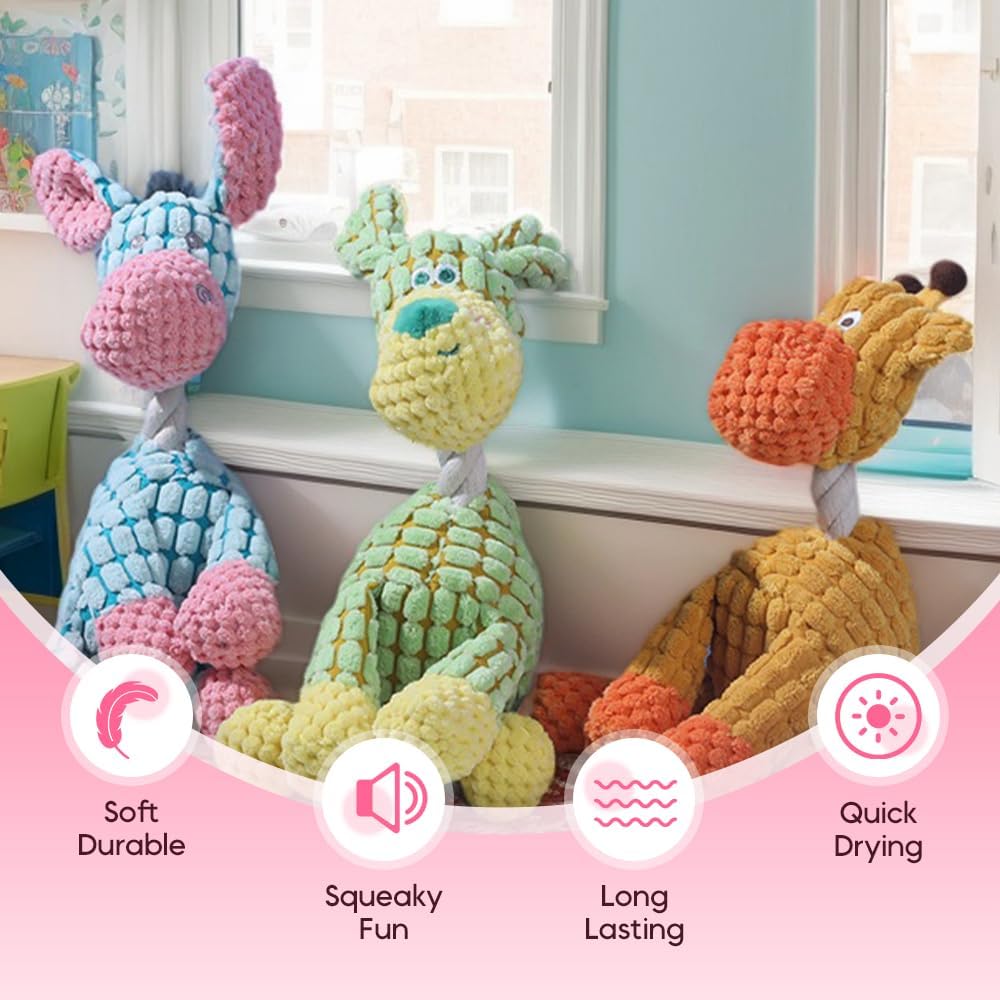 Linen Dog Toys, Durable Toy with Squeaker for Small Medium Large Dogs, Chew Resistant Animal Shaped Plush Toys Warm-Hearted Companion Anxiety Relief (Monkey) โ image 3