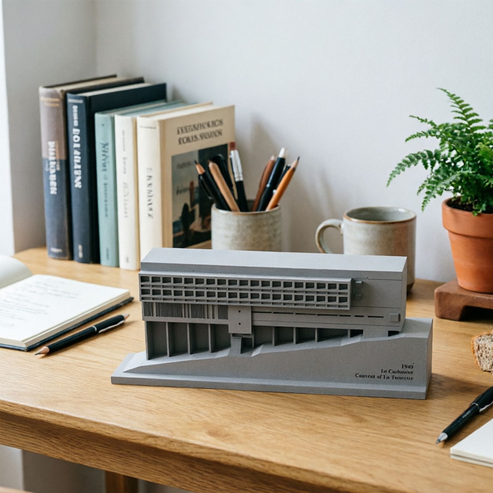 La Tourette Convent Concrete Architectural Model Modernist Masterpiece Replica for Desk Decor & Collectors(Grey) — image 3