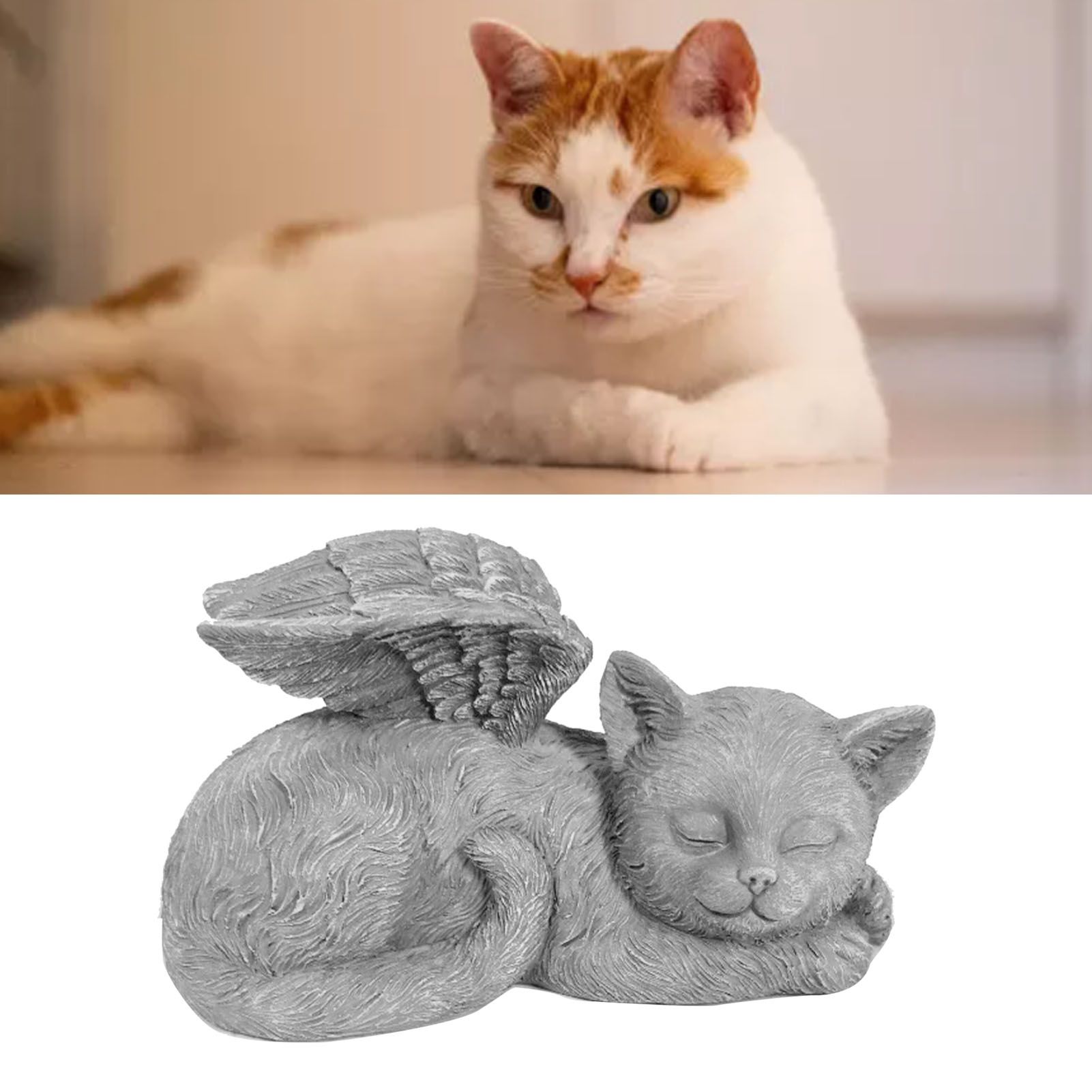 Pet Memorial Statue Resin Sleeping Pet Angel Garden Sculpture for Pet Memorial Gravestone Ornament Angel Cat โ image 5