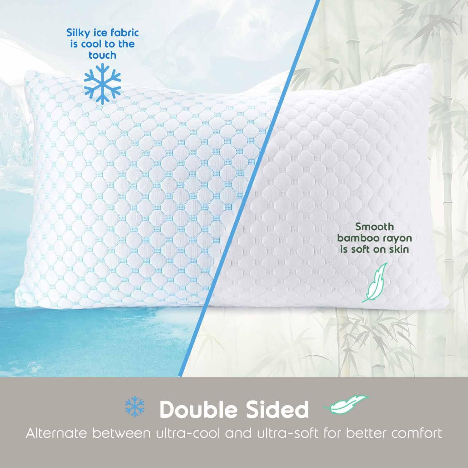 King Size Cooling Pillow with Shredded Memory Foam & Gel Infusion โ Adjustable Loft, Breathable Dual-Sided Cover, 20" x 36" (Blue) | Other Sizes Available in โ image 4