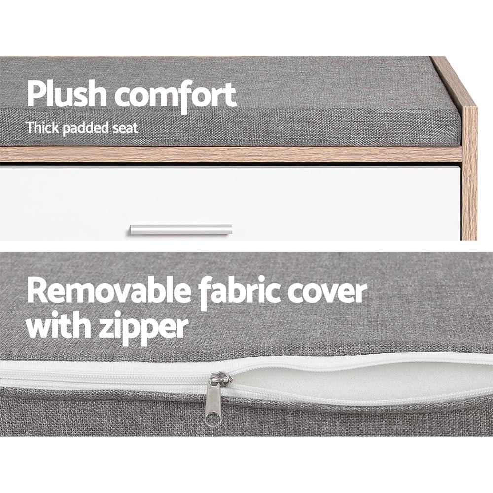 Artiss Shoe Rack Cabinet Bench 8 Pairs White Niva — image 5