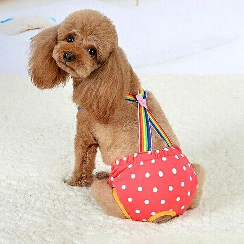 Female Pet Dog Cat Puppy Pant Menstrual Sanitary Nappy Diaper Wrap Underwear Red - L — image 4
