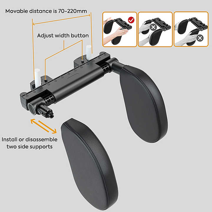 Black Adjustable 3D Memory Foam Car Seat Headrest with Side Support, Universal Neck Pillow for Travel Comfort — image 4