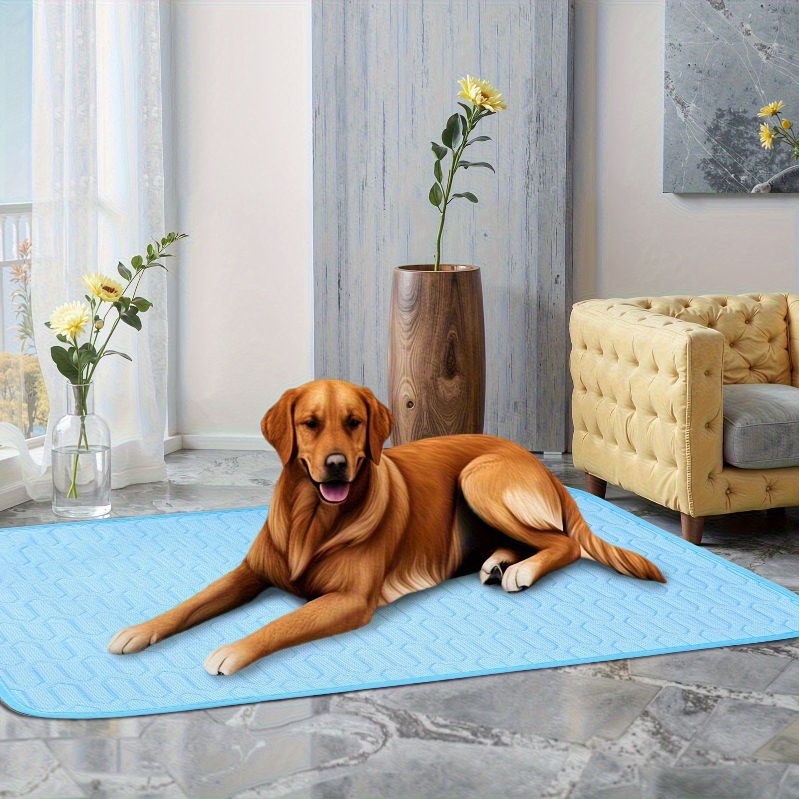 Grey Pet Summer Ice Silk Cooling Mat - Breathable Latex Sleep Pad for Dogs & Cats (70*50cm) — image 5