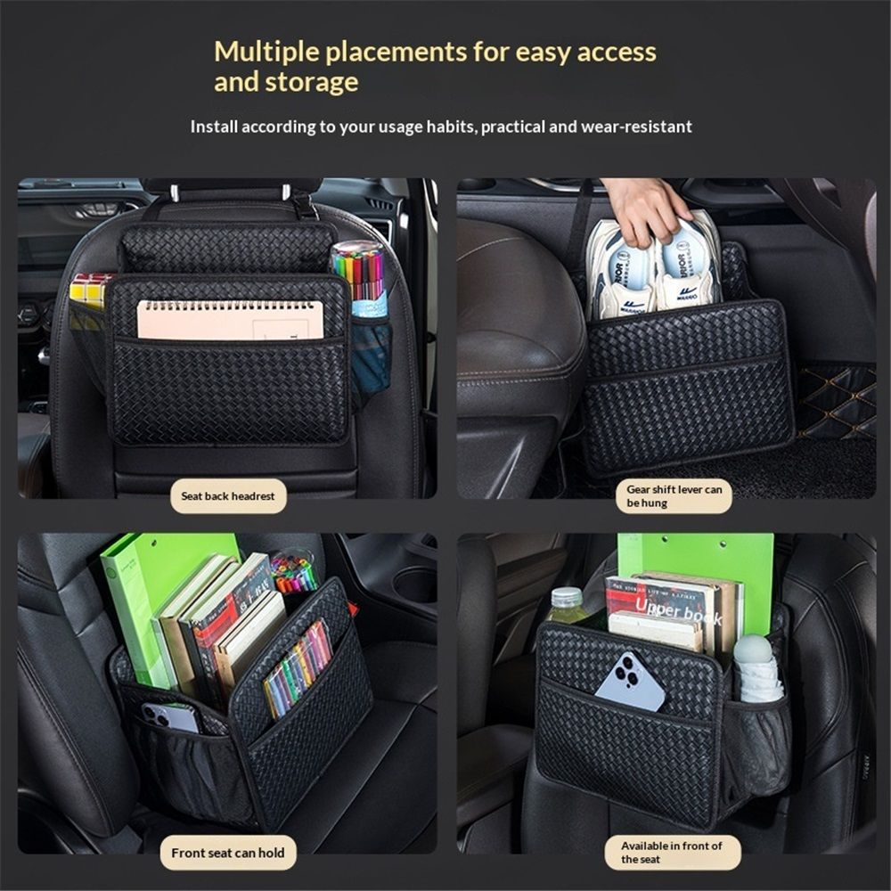 Car Seat Back Organizer Hanging Bag Foldable Backseat Storage Caddy with Compartments & Adjustable Straps, Fits for Front/Back Headrest, Ultra-Durable - Black — image 5