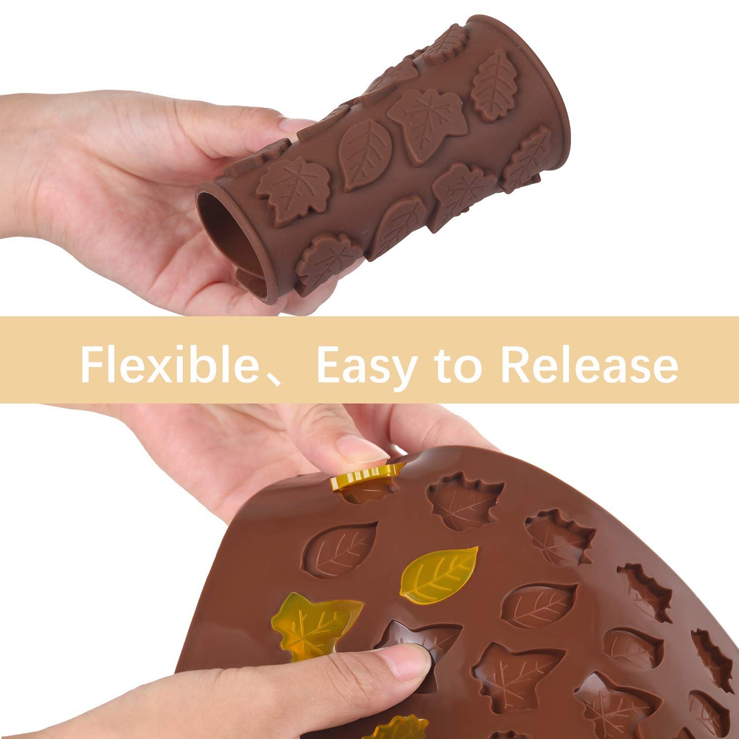 4 Pieces 3D Fall Silicone Molds Thanksgiving Maple Leaf Shape Mini Candy Leaves Mold Decoration for Thanksgiving Fall Harvest โ image 3