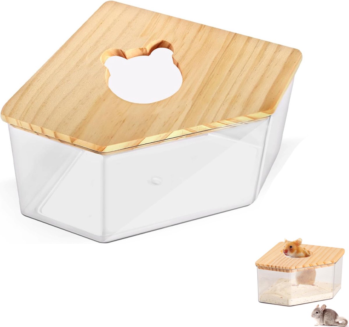 Sand Bath for Mice - Toilet Sand Bath - Dustbath for Rodents - Wooden Hamsters - Rodent Accessory Sand Bath - Sand Tray Enclosed House - Sand Tray - Triangle