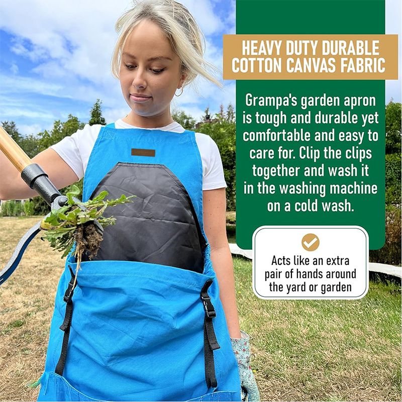 Oxford Cloth Multifunctional Gardening Apron, Thickened Durable Lightweight Large Pocket, Back Cross Straps Unisex（red) — image 6