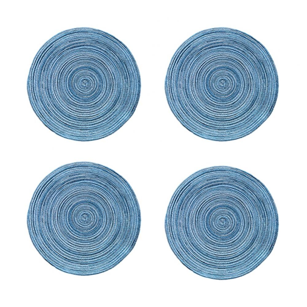 Round Placemats Set of 4, Cotton Woven Placemat Heat-Resistant Non-Slip Washable Table Mats for Dining Table 14 Inch Blue — image 3