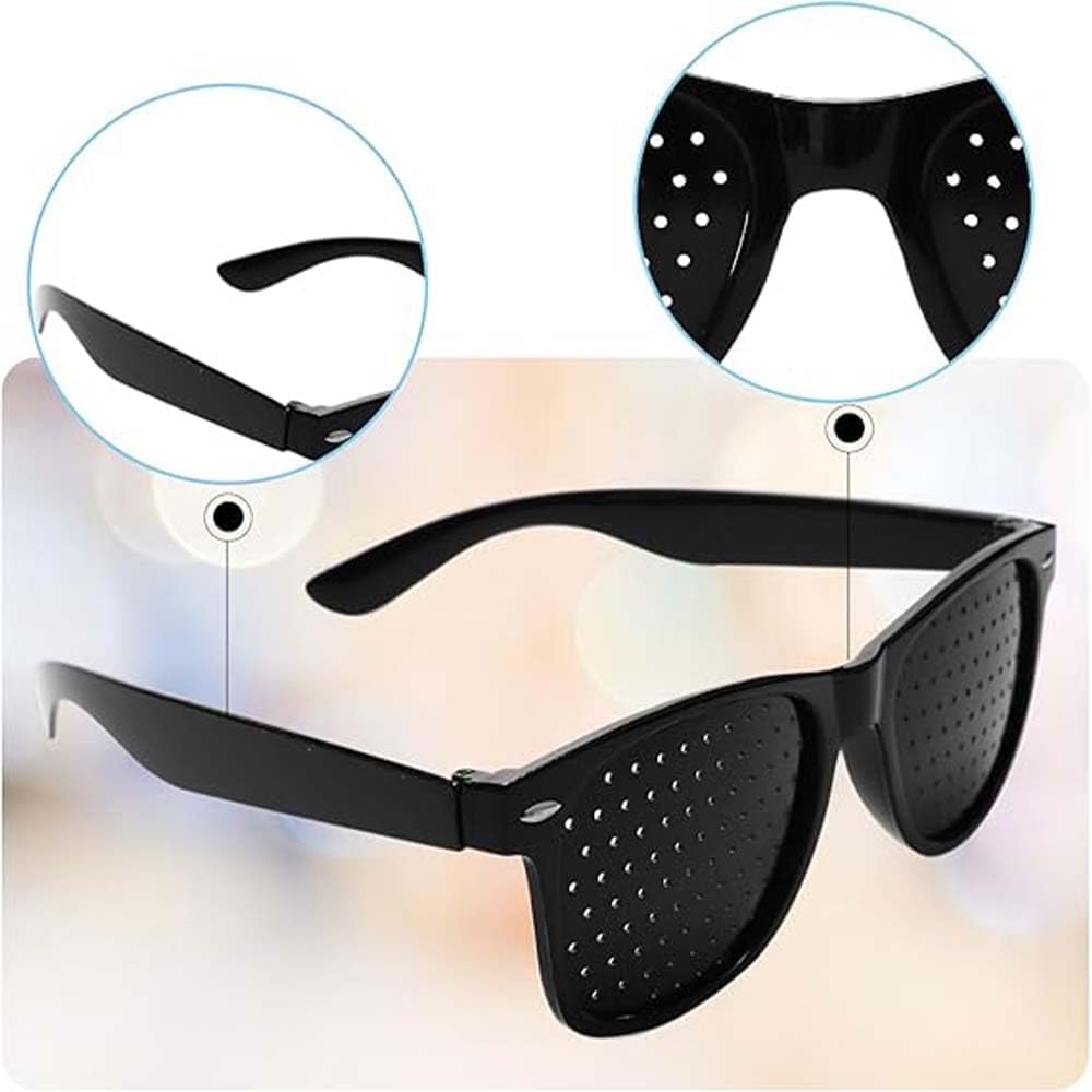 6 Pcs Pinhole Sunglasses, Black Plastic Vision Training Glasses for Men and Women, Full Frame Pinhole Occluder Glasses for Eye Exercise and Vision Improvement — image 3