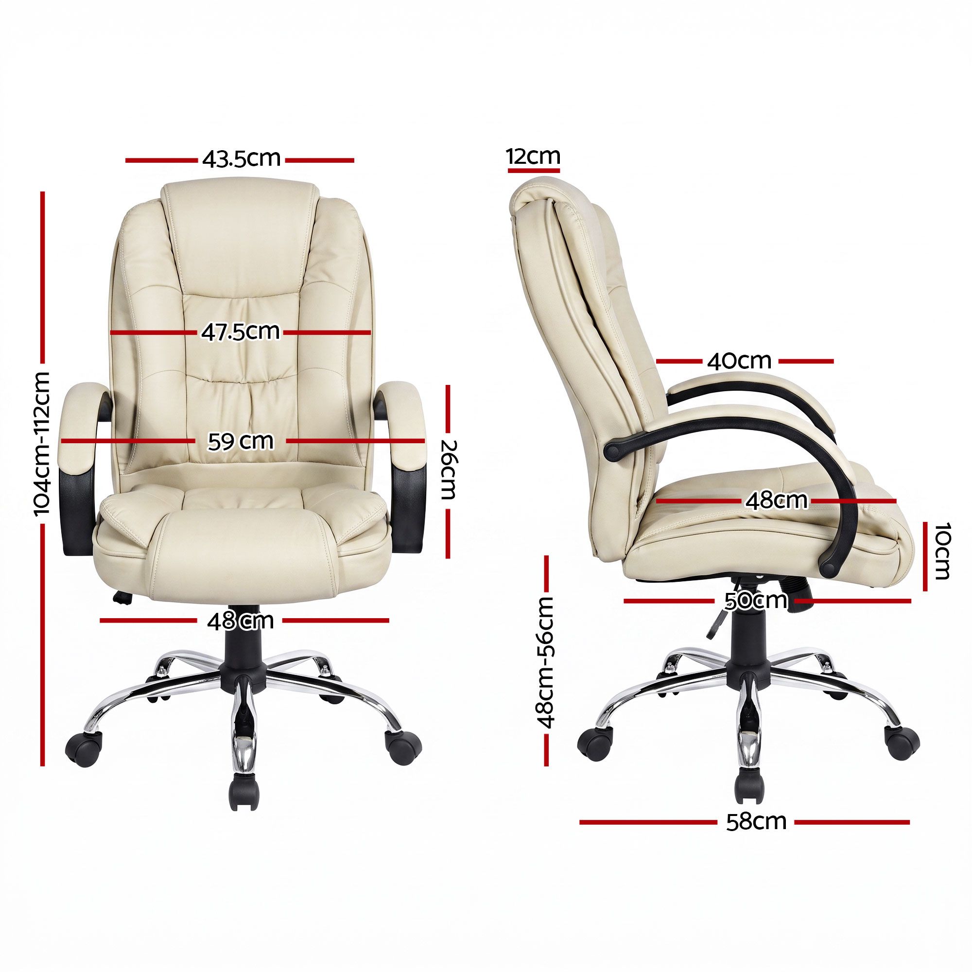 Artiss Executive Office Chair Leather Tilt Beige โ image 2