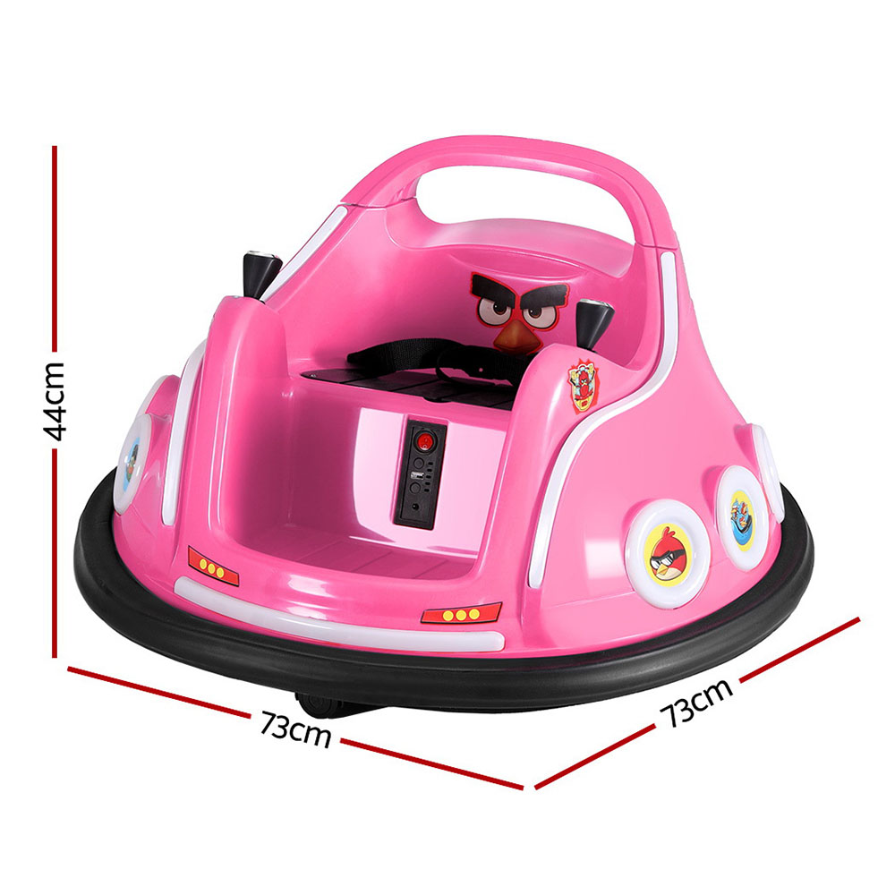 Kids Ride On Car Bumper Electric Ride On Cars Light Remote Angry Birds Sticker Pink โ image 2