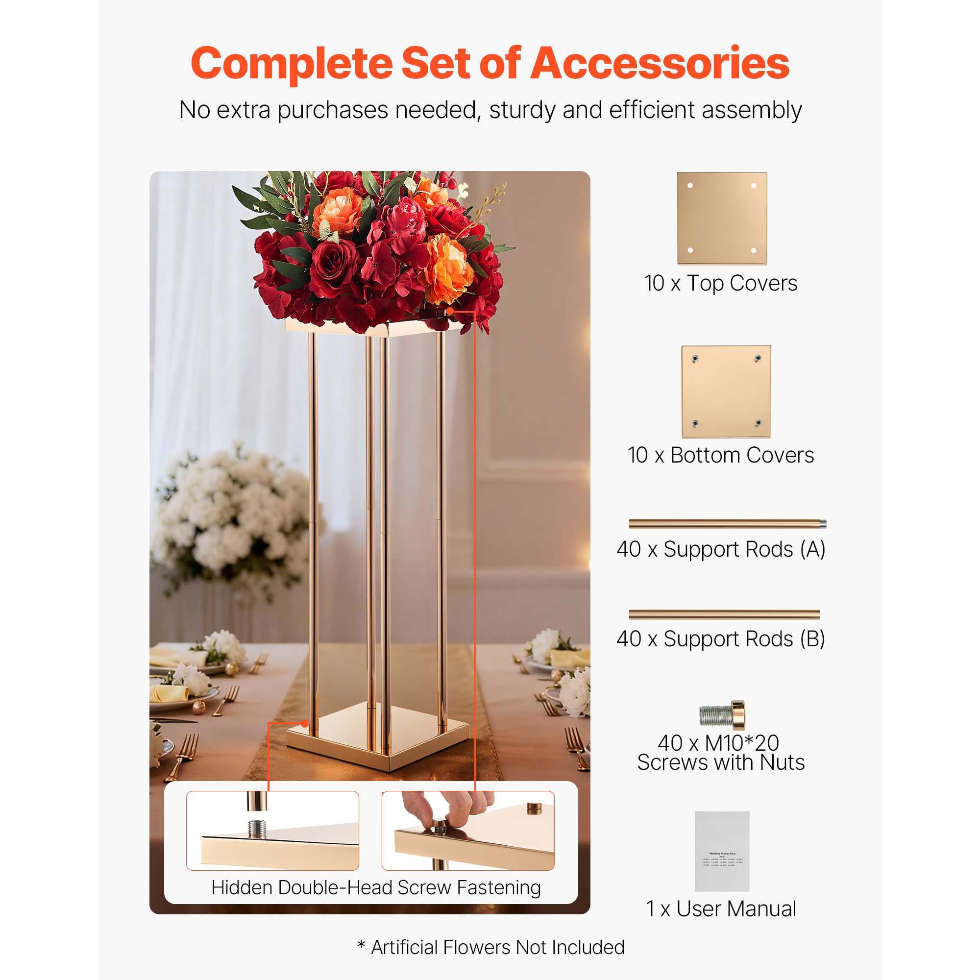 Wedding Flower Stand, 10PCS 80cm Column Flower Stand, Floral Stands with Metal Laminate, Cylindrical Cubic Floral Display Rack for Wedding, Party, Birthday — image 5