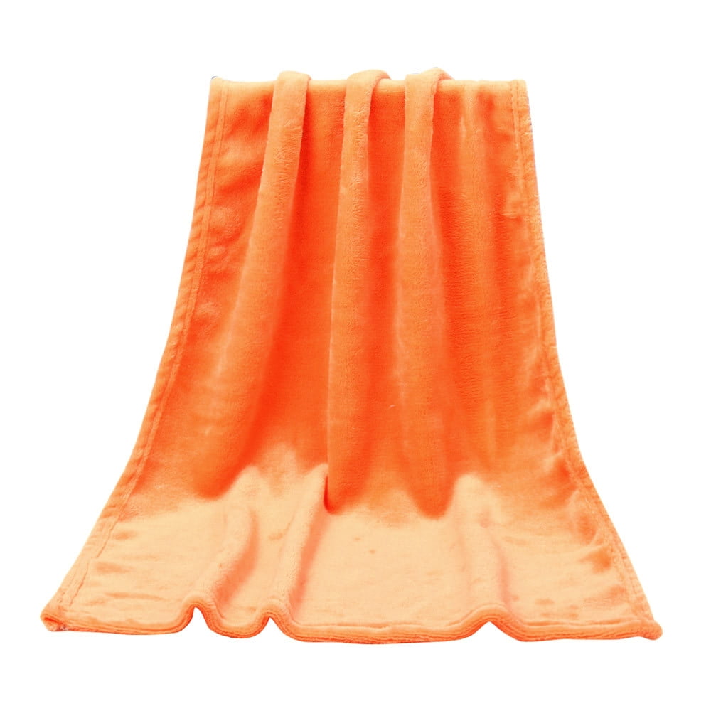 Soft Flannel Throw Blanket, Warm Lightweight Fleece Blanket for Kids Couch Bed and Home Decor, Orange, 50 x 70 cm