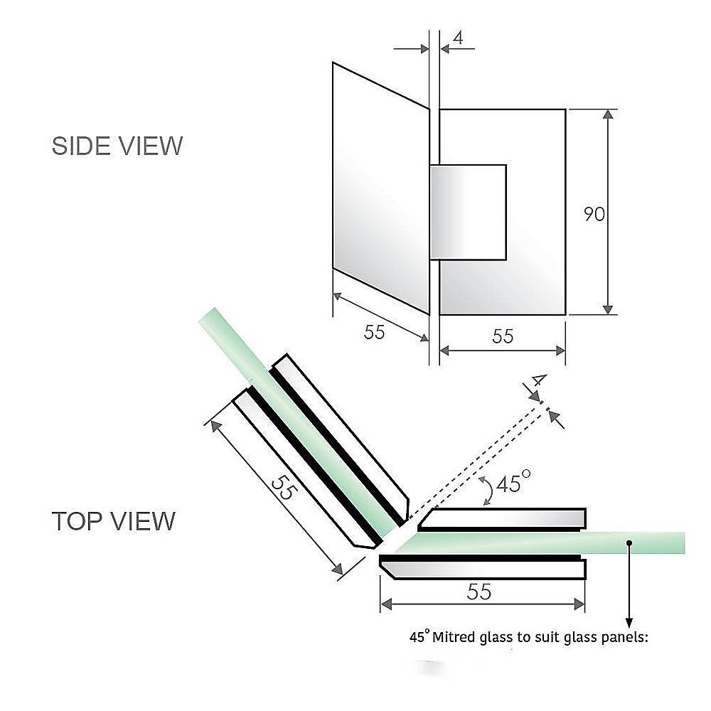100cm Frameless Diamond Shower Screen – White F-Brackets with SS Hinges & Square Double Pull Handle — image 6