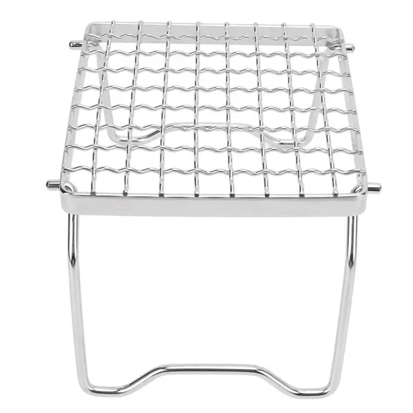1 Piece Foldable Campfire Grill Stand, Stainless Steel Adjustable Mini Stove Rack for Camping, Picnics and BBQs, Silver, 16 × 16 cm — image 6