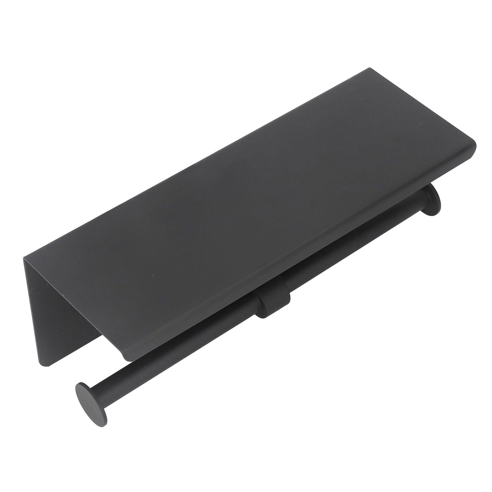 Stainless Steel Toilet Paper Holder with Shelf Self Adhesive Punch Free Toilet Paper Shelf Roll Holder for Bathroom K10 Black โ image 4