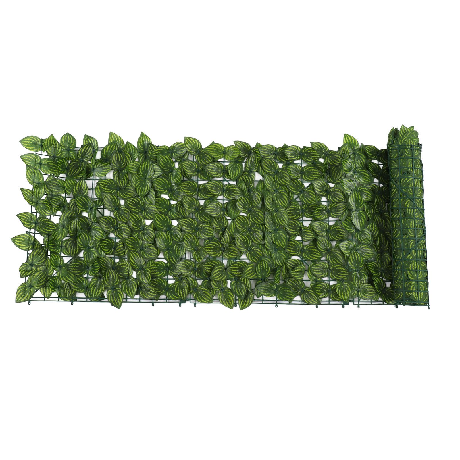 Faux Leaf Hedge Simulation Prevent Leaves Falling Off Decorative Artificial Fence Screen for Balcony Courtyard Color Printed Watermelon Leaf 0.5 × 3 Meters
