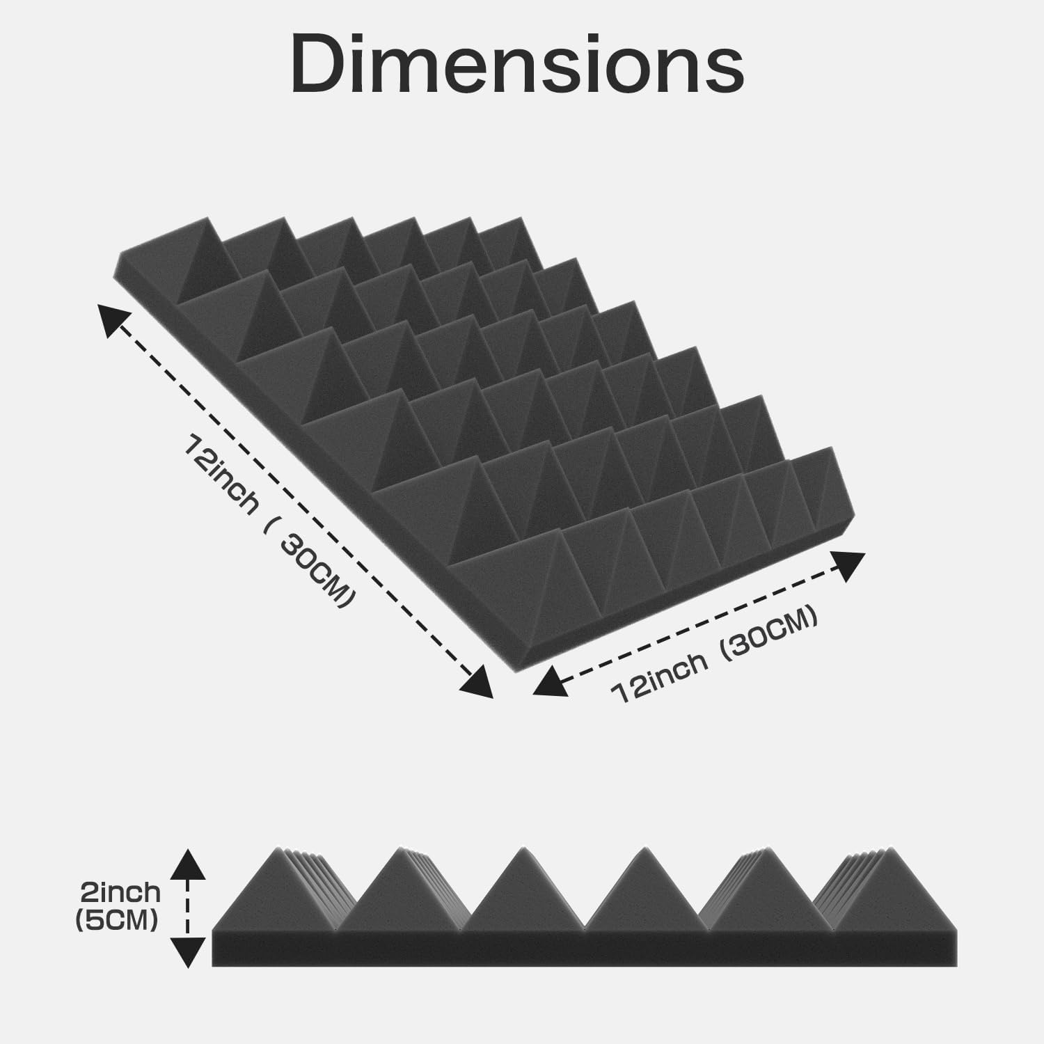 JBER Acoustic Panels Foam Pyramid 24pcs 30 × 5cm for Soundproof Padding Wall — image 2