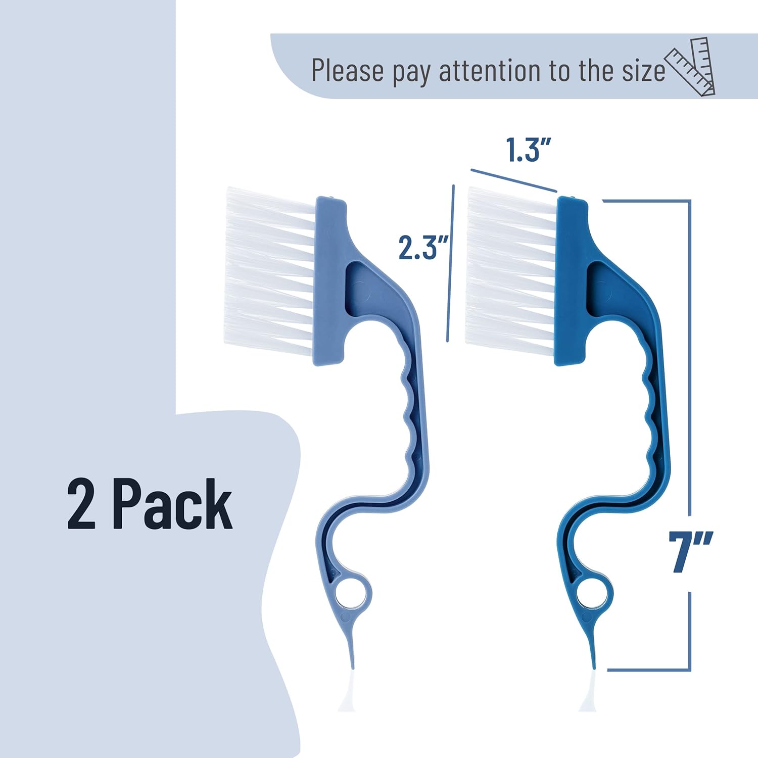 Slick- Window Track Cleaning Brush, 2 Pack, Blue Ergonomic Handle, Built-in Scraper, Multipurpose, Window Track Cleaning Tools — image 2