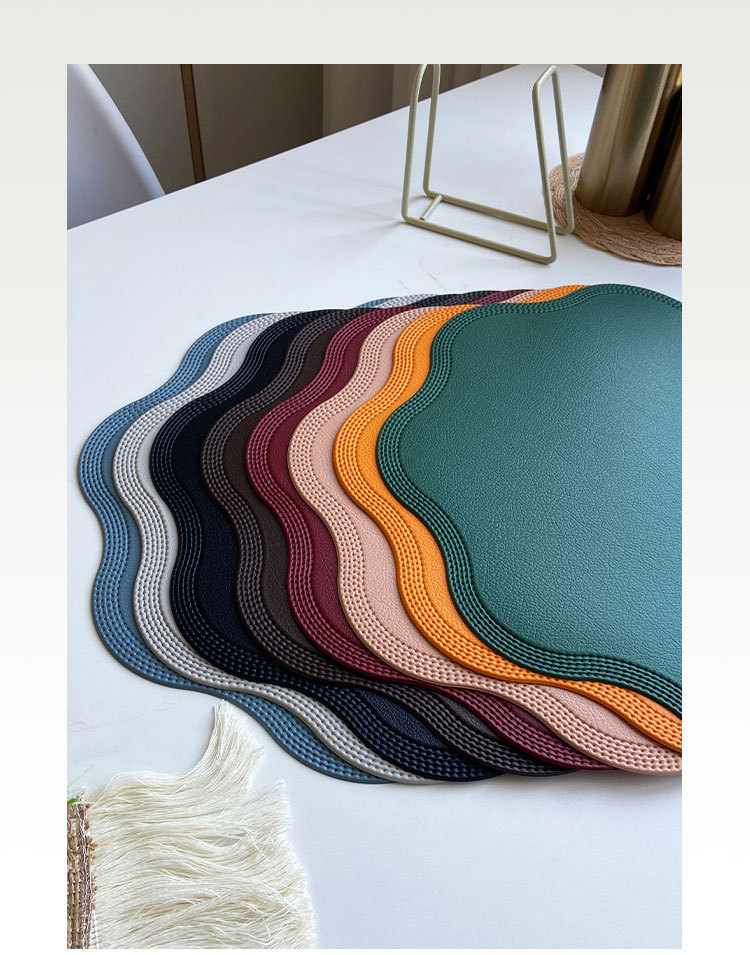 Grey Nordic Style Faux Leather Placemats Set of 4 - Heat-Resistant Waterproof Table Mats 38x38cm(cutlery not included) — image 6