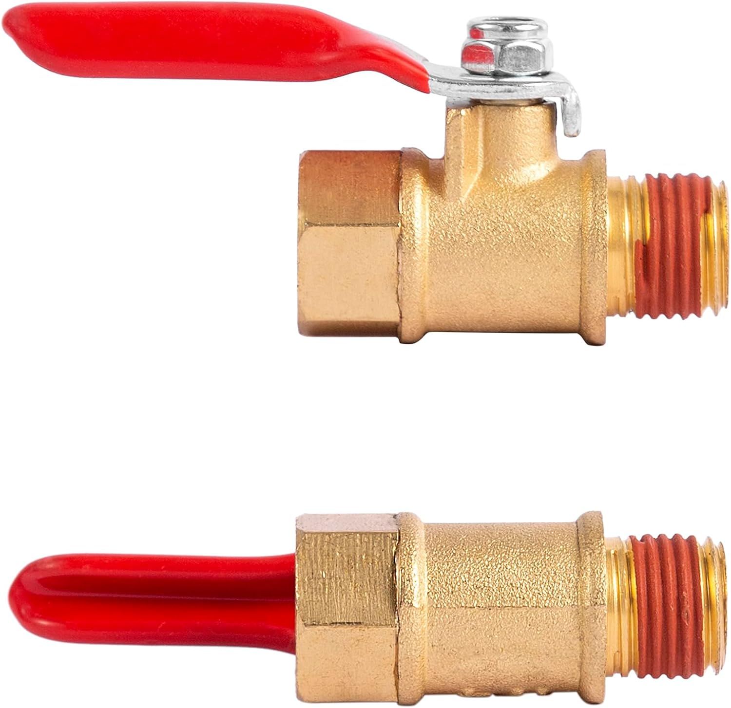 2 Pack Brass Air Compressor Ball Valves, 1/4 inch Male and Female NPT Shut-Off Switches with 1/2 inch Thread Diameter for Air Hoses โ image 3