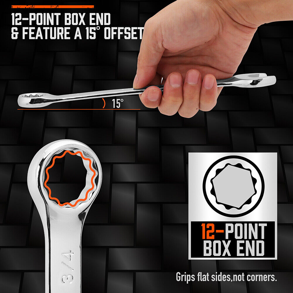 11Pcs Imperial Combination Spanner Ring Open End Ended Combo Wrench 12 Point — image 5