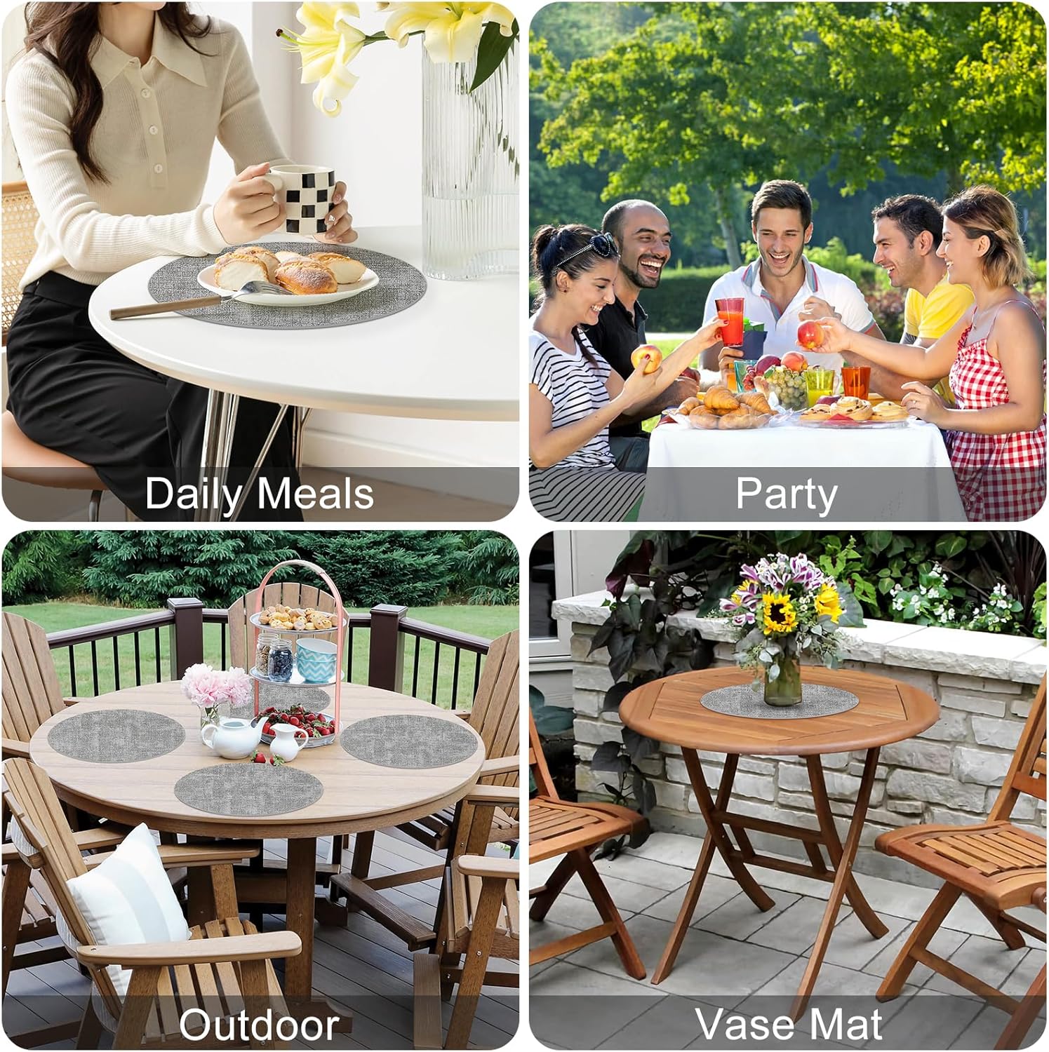 Homaxy Faux Leather Heat Resistant Placemats, 11.8" x 17" Retangle Table Mats with Diameter 13 and 3 Placemats and Coasters.93 inch — image 5