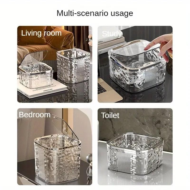 Desktop Mini Trash Can Small Waste Bin Storage Bucket for Office Kitchen Home - Grey-L โ image 6