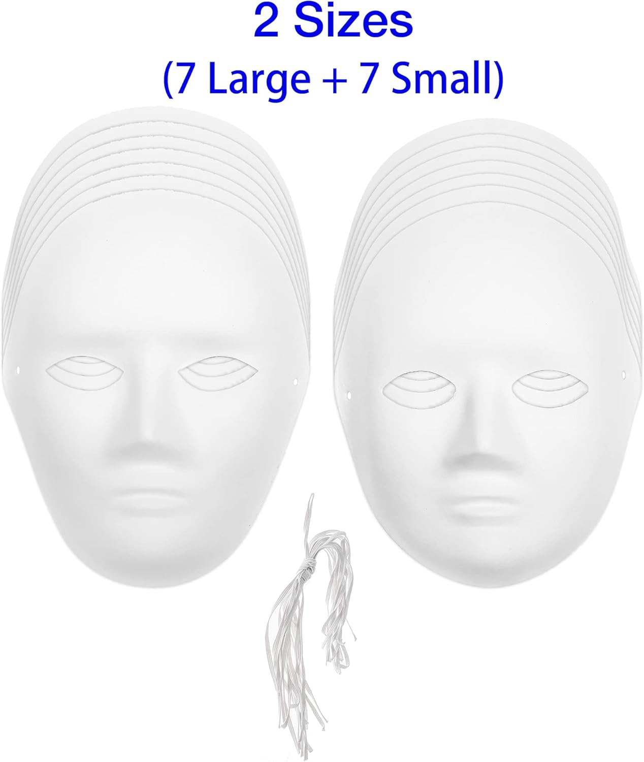 14 Pack Paper Mache Masks - 2 Sizes for Artistic Projects, Theater, Halloween, Masquerade Parties, Classroom Art — image 2
